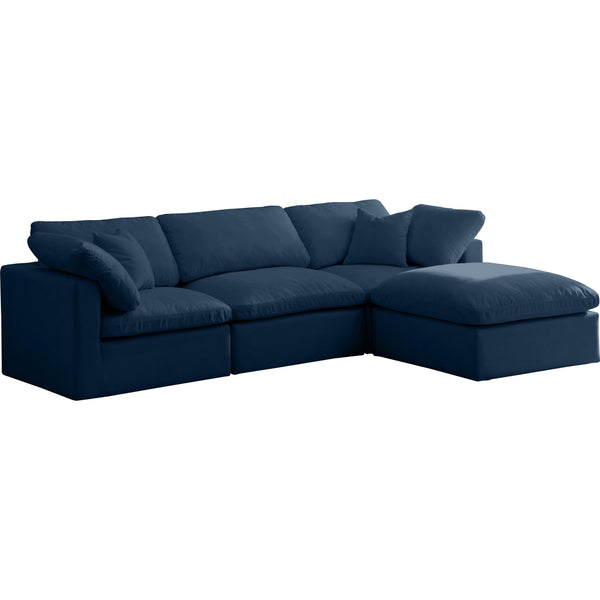 Meridian Plush Navy Velvet Standard Comfort Modular Sectional IMAGE 1