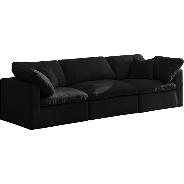 Meridian Plush Black Velvet Standard Comfort Modular Sofa IMAGE 1