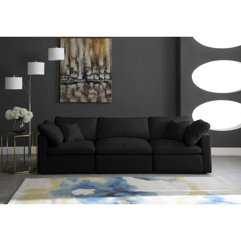 Meridian Plush Black Velvet Standard Comfort Modular Sofa IMAGE 3