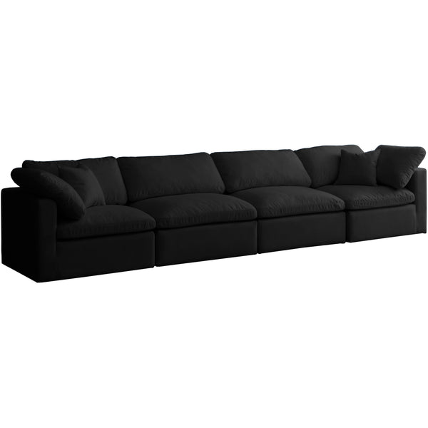 Meridian Plush Black Velvet Standard Comfort Modular Sofa IMAGE 1