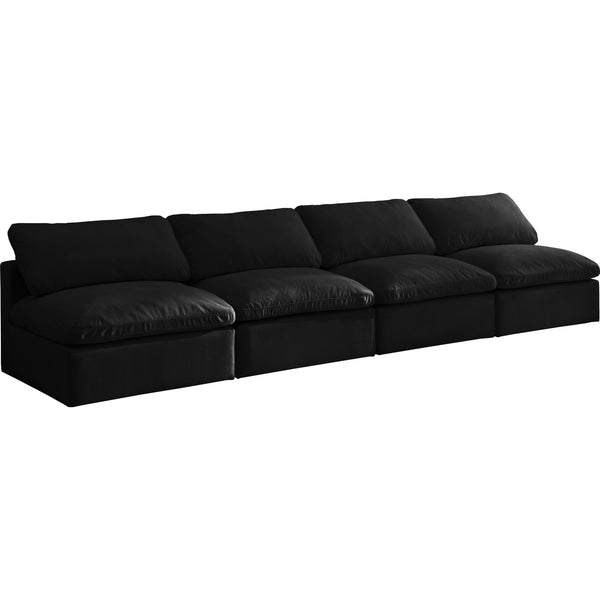 Meridian Plush Black Velvet Standard Comfort Modular Sofa IMAGE 1