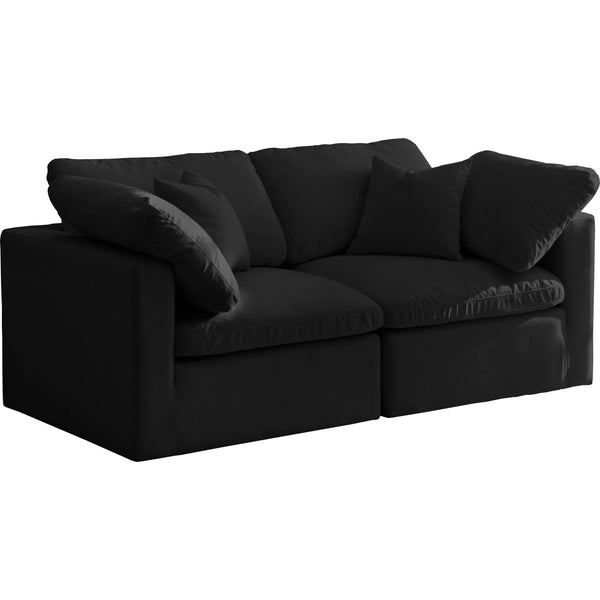 Meridian Plush Black Velvet Standard Comfort Modular Sofa IMAGE 1