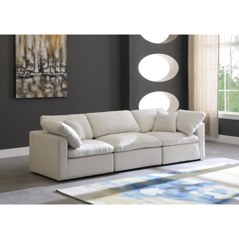 Meridian Plush Cream Velvet Standard Comfort Modular Sofa IMAGE 3