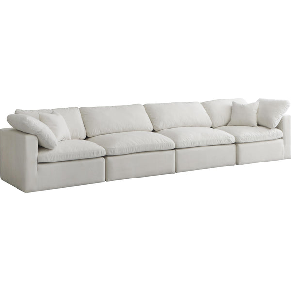 Meridian Plush Cream Velvet Standard Comfort Modular Sofa IMAGE 1