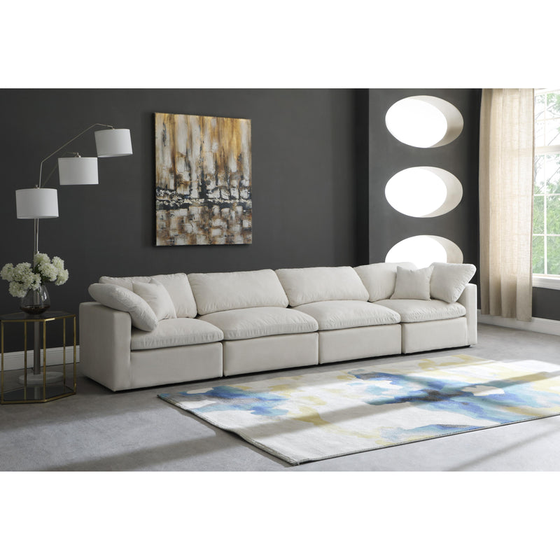 Meridian Plush Cream Velvet Standard Comfort Modular Sofa IMAGE 3