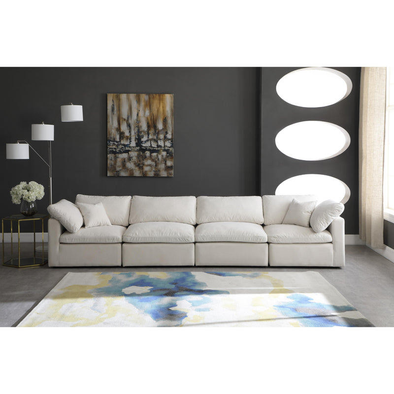 Meridian Plush Cream Velvet Standard Comfort Modular Sofa IMAGE 4