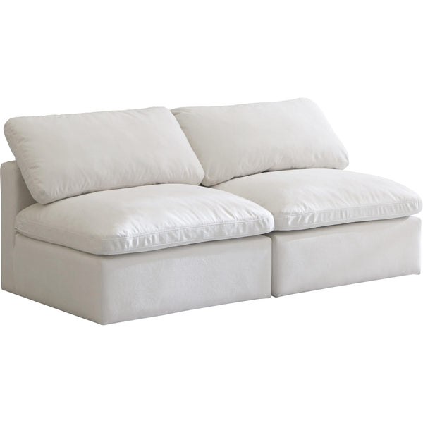 Meridian Plush Cream Velvet Standard Comfort Modular Sofa IMAGE 1