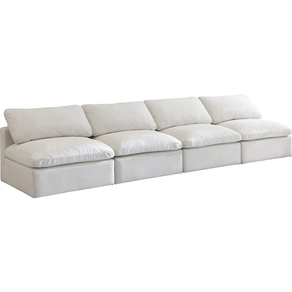 Meridian Plush Cream Velvet Standard Comfort Modular Sofa IMAGE 1