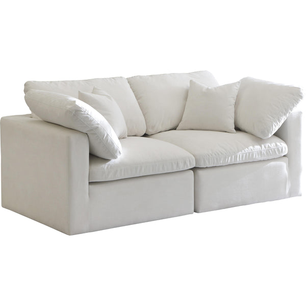 Meridian Plush Cream Velvet Standard Comfort Modular Sofa IMAGE 1