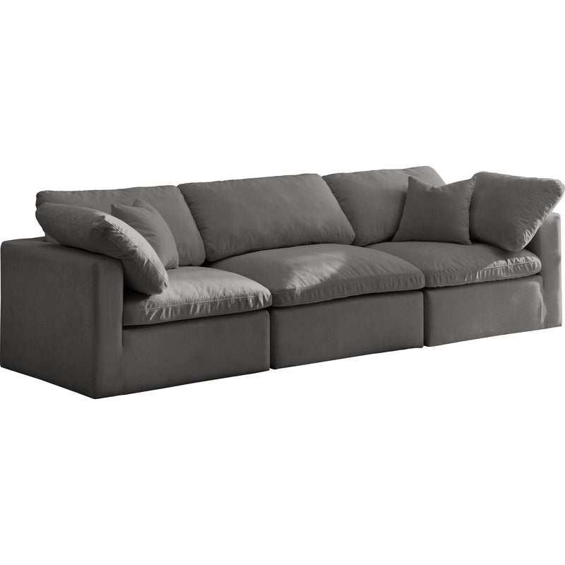 Meridian Plush Grey Velvet Standard Comfort Modular Sofa IMAGE 1