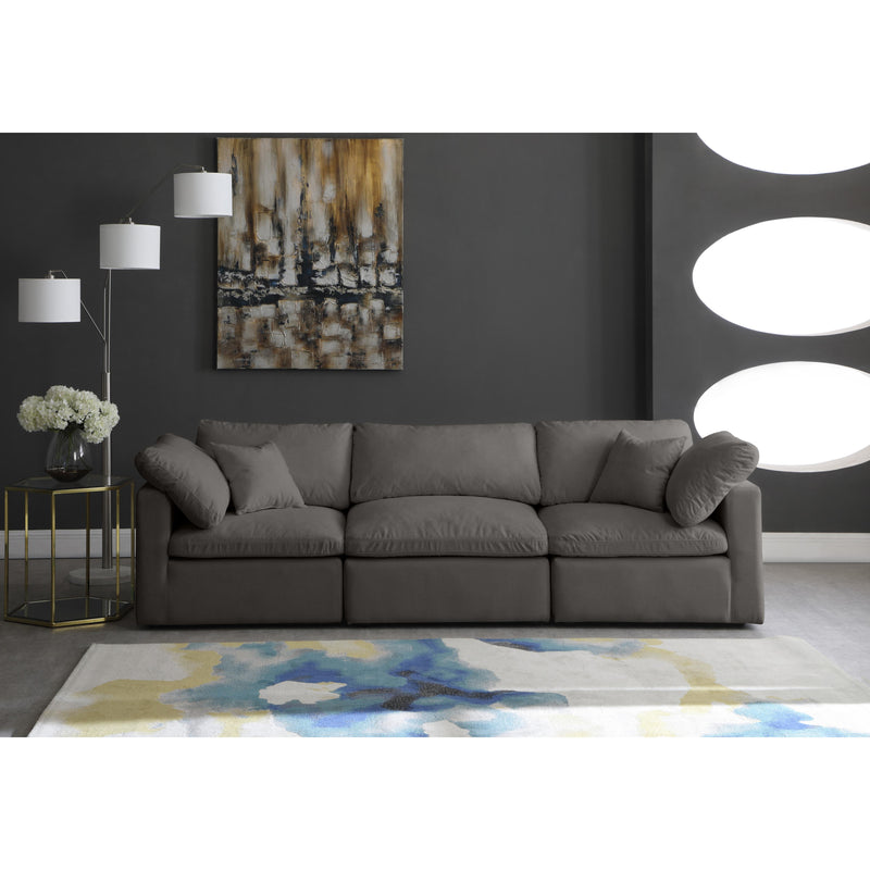 Meridian Plush Grey Velvet Standard Comfort Modular Sofa IMAGE 4