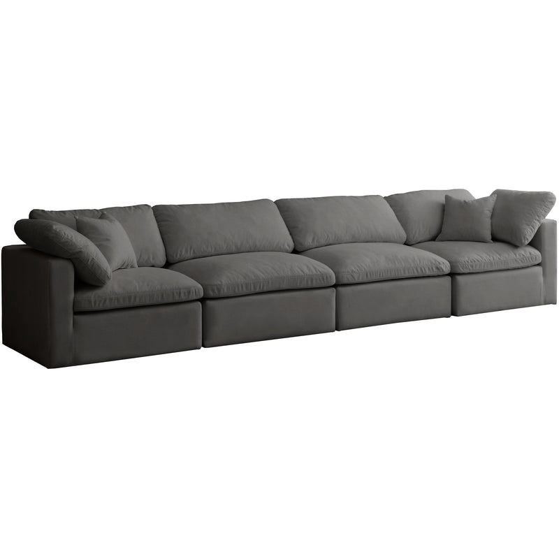 Meridian Plush Grey Velvet Standard Comfort Modular Sofa IMAGE 1