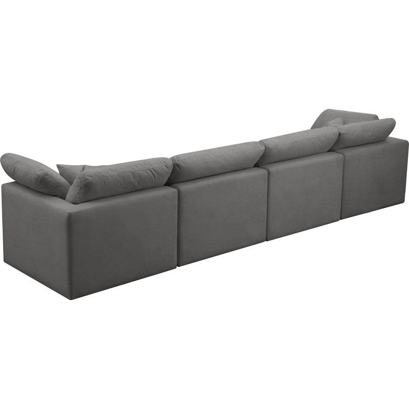 Meridian Plush Grey Velvet Standard Comfort Modular Sofa IMAGE 2