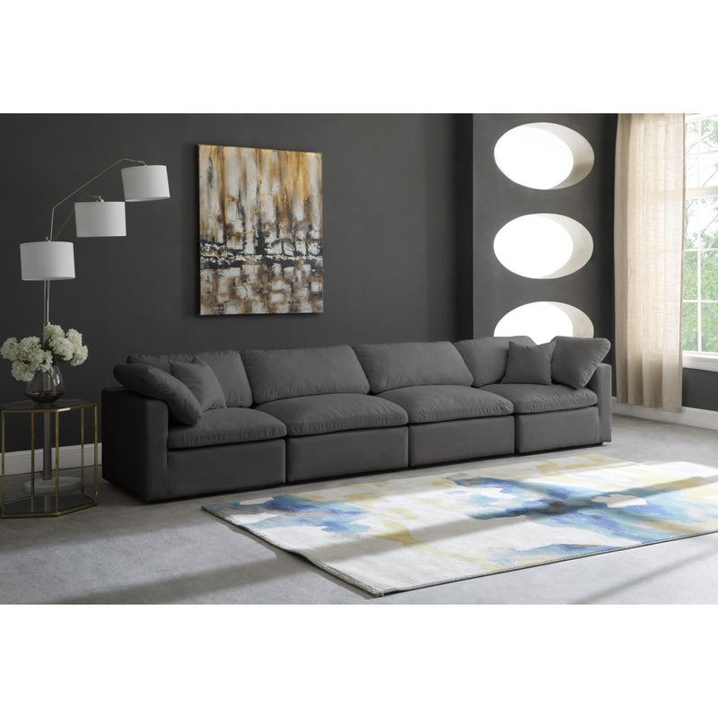 Meridian Plush Grey Velvet Standard Comfort Modular Sofa IMAGE 3