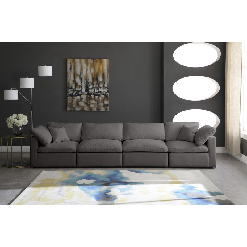 Meridian Plush Grey Velvet Standard Comfort Modular Sofa IMAGE 4