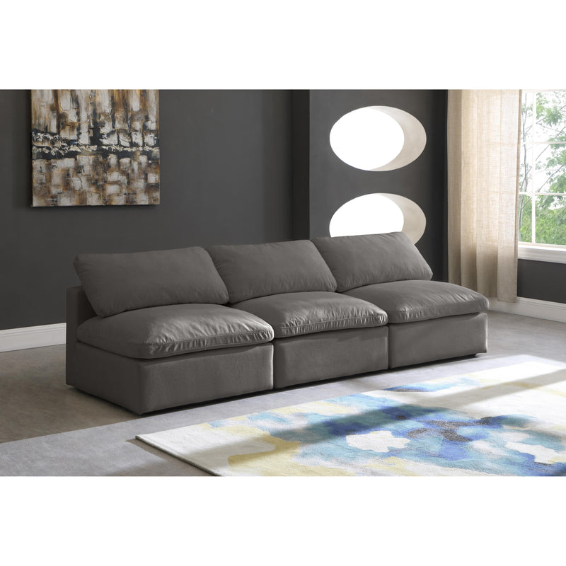 Meridian Plush Grey Velvet Standard Comfort Modular Sofa IMAGE 3