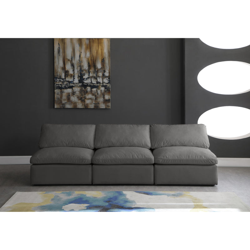 Meridian Plush Grey Velvet Standard Comfort Modular Sofa IMAGE 4