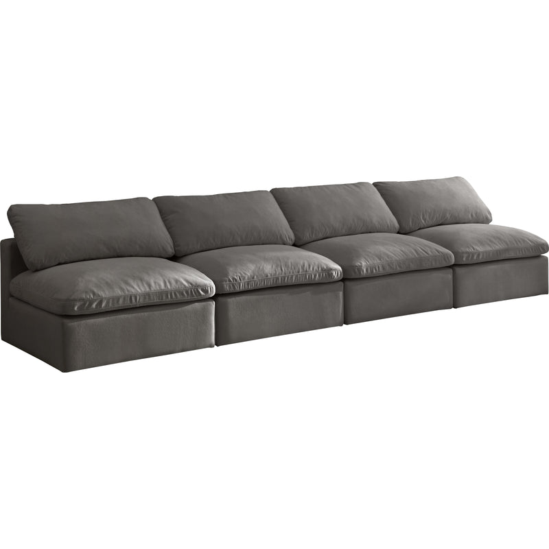 Meridian Plush Grey Velvet Standard Comfort Modular Sofa IMAGE 1