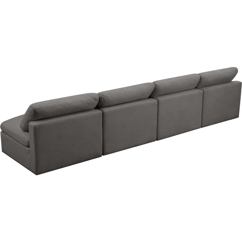 Meridian Plush Grey Velvet Standard Comfort Modular Sofa IMAGE 2