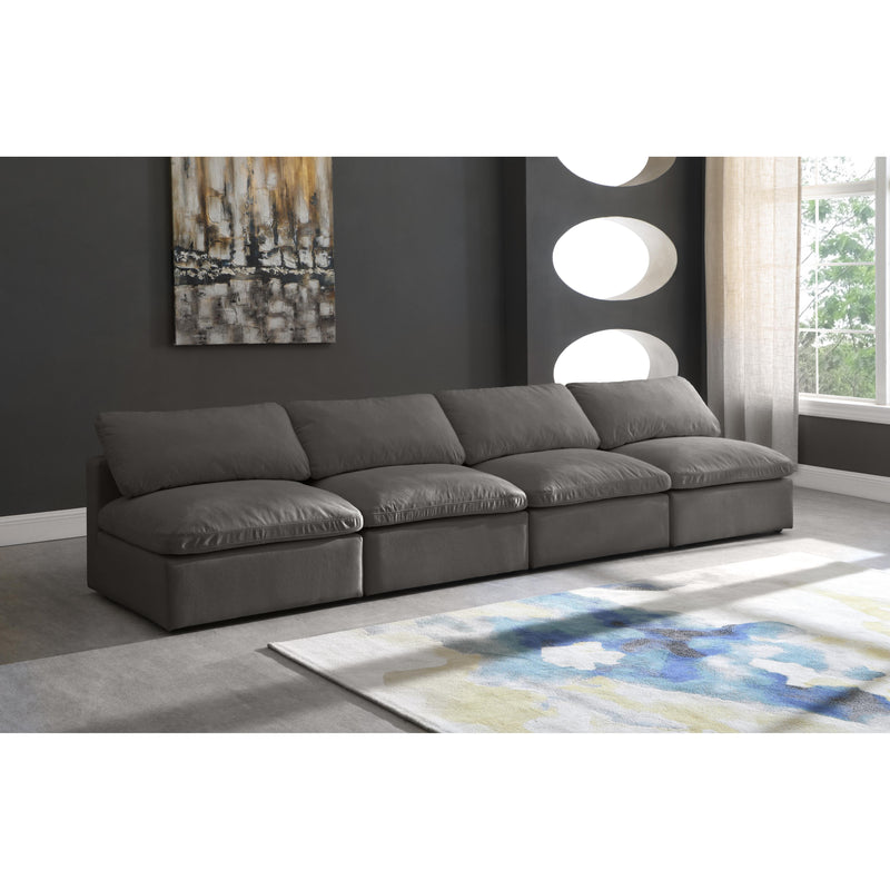 Meridian Plush Grey Velvet Standard Comfort Modular Sofa IMAGE 3