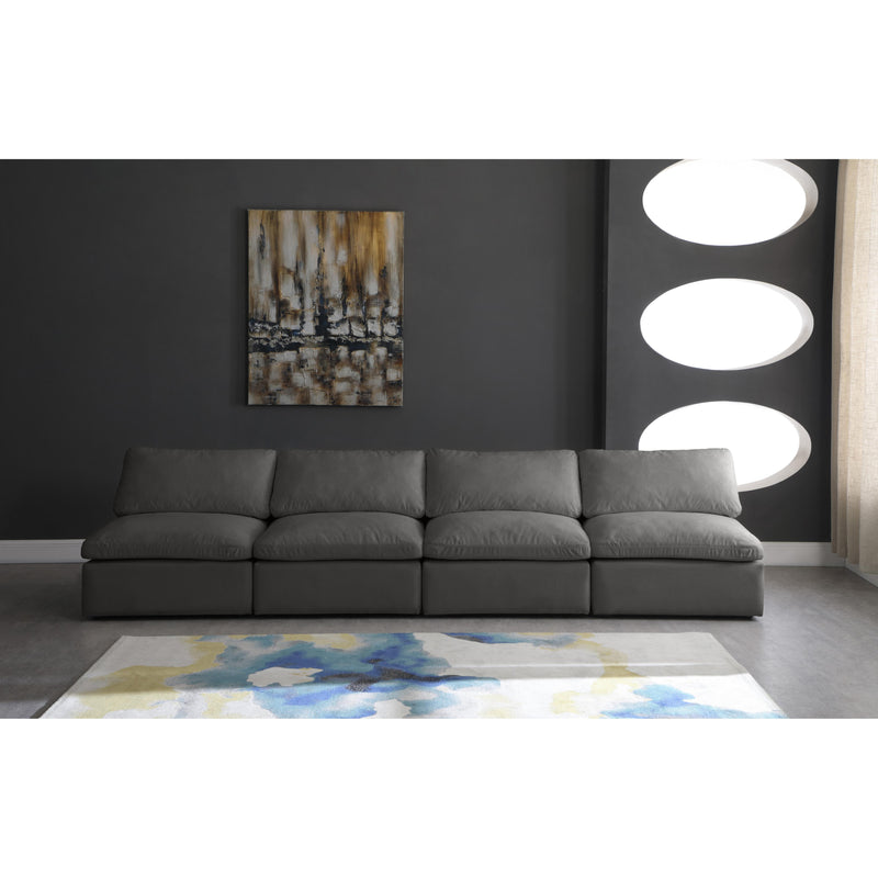 Meridian Plush Grey Velvet Standard Comfort Modular Sofa IMAGE 4