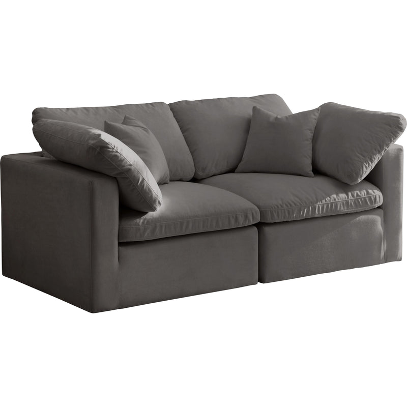 Meridian Plush Grey Velvet Standard Comfort Modular Sofa IMAGE 1