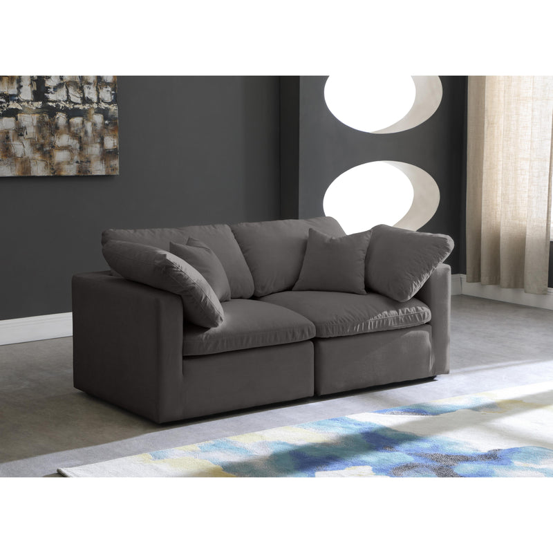 Meridian Plush Grey Velvet Standard Comfort Modular Sofa IMAGE 3