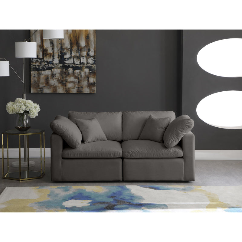 Meridian Plush Grey Velvet Standard Comfort Modular Sofa IMAGE 4