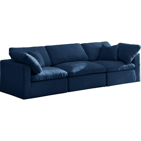 Meridian Plush Navy Velvet Standard Comfort Modular Sofa IMAGE 1