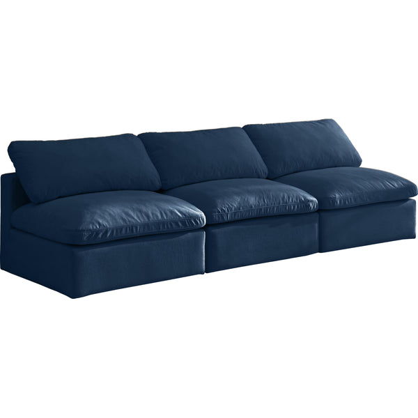 Meridian Plush Navy Velvet Standard Comfort Modular Sofa IMAGE 1