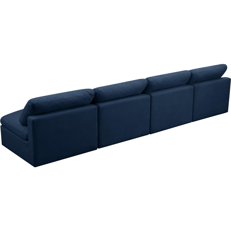 Meridian Plush Navy Velvet Standard Comfort Modular Sofa IMAGE 2