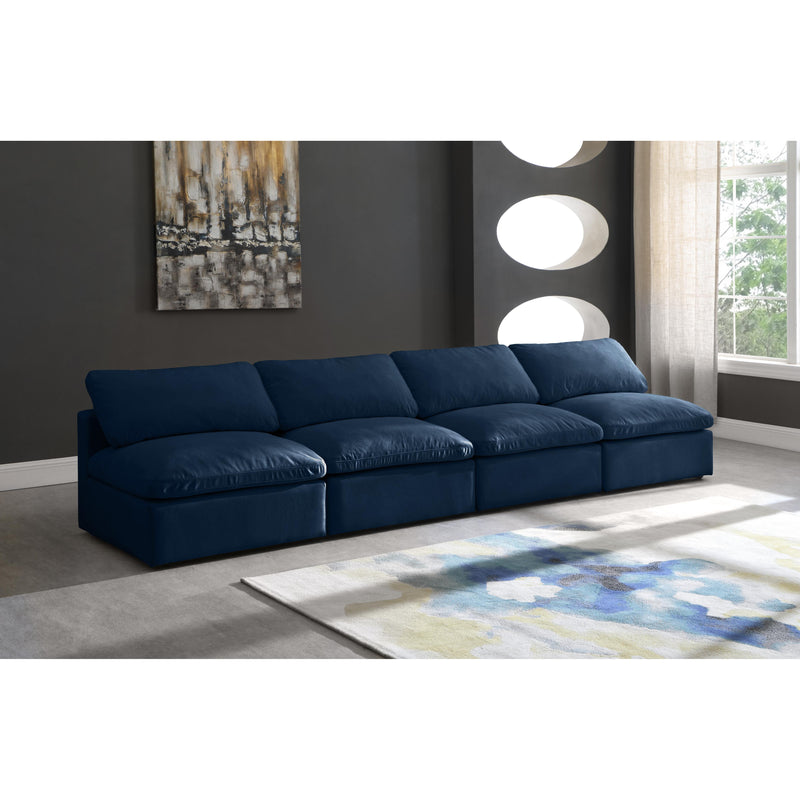 Meridian Plush Navy Velvet Standard Comfort Modular Sofa IMAGE 3