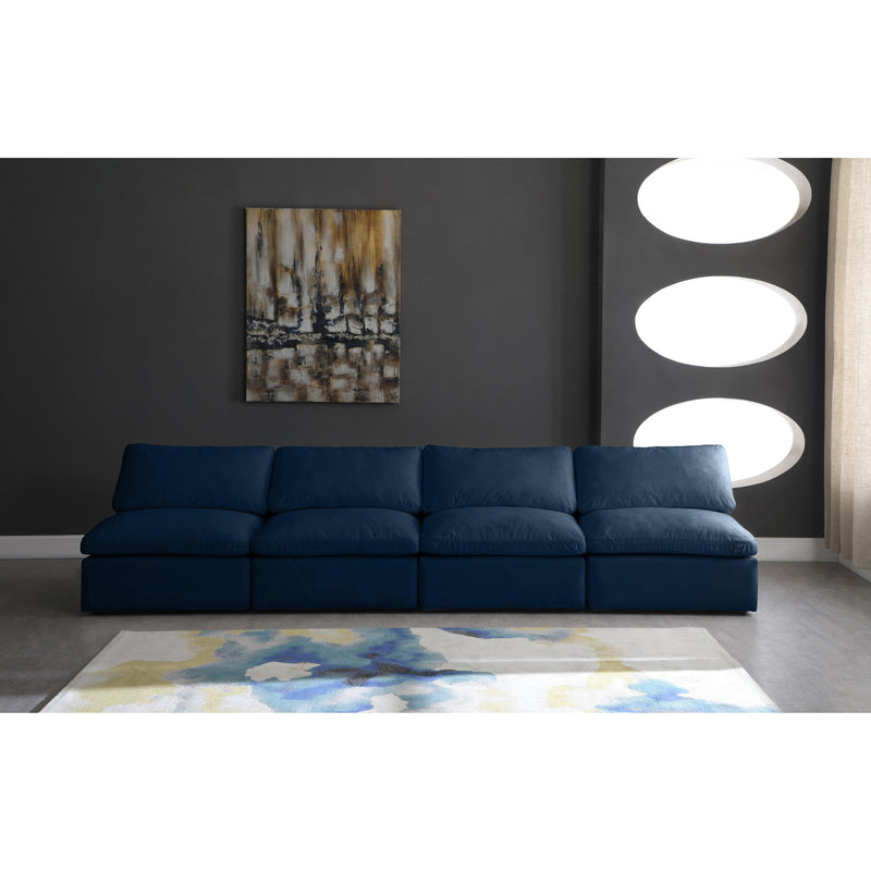 Meridian Plush Navy Velvet Standard Comfort Modular Sofa IMAGE 4