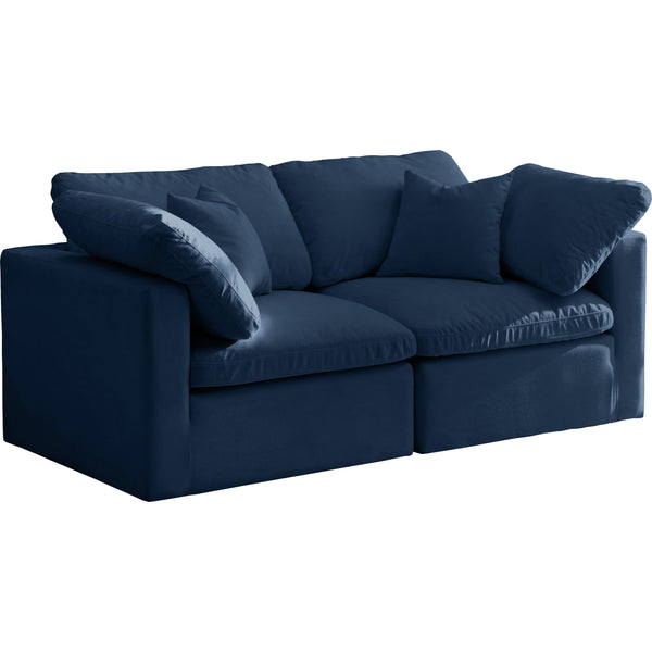 Meridian Plush Navy Velvet Standard Comfort Modular Sofa IMAGE 1