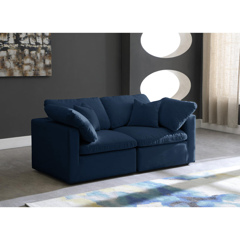 Meridian Plush Navy Velvet Standard Comfort Modular Sofa IMAGE 3