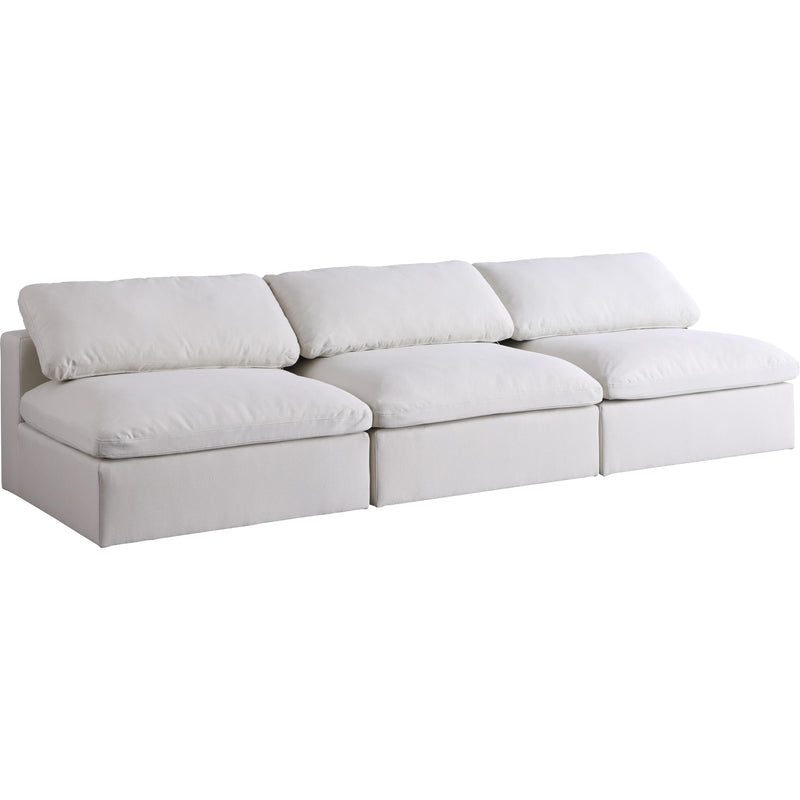 Meridian Serene Cream Linen Textured Fabric Deluxe Comfort Modular Armless Sofa IMAGE 1