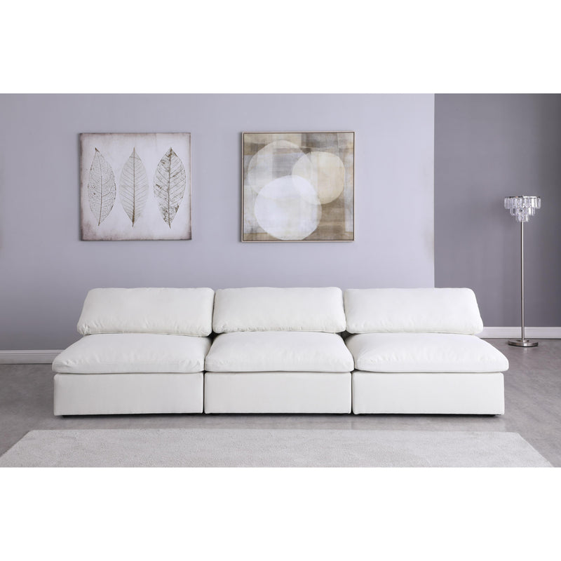 Meridian Serene Cream Linen Textured Fabric Deluxe Comfort Modular Armless Sofa IMAGE 3