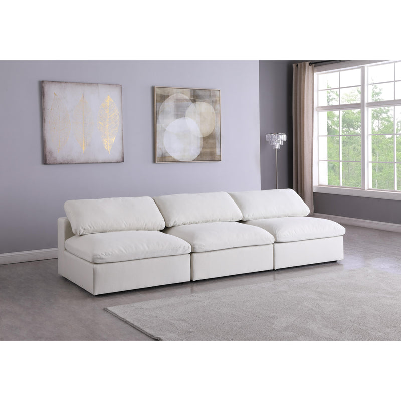 Meridian Serene Cream Linen Textured Fabric Deluxe Comfort Modular Armless Sofa IMAGE 4