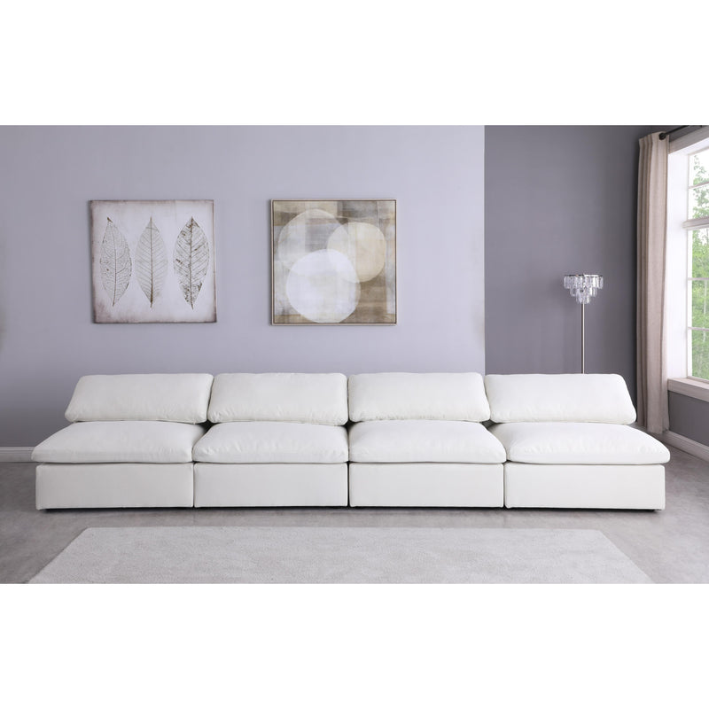 Meridian Serene Cream Linen Textured Fabric Deluxe Comfort Modular Armless Sofa IMAGE 3