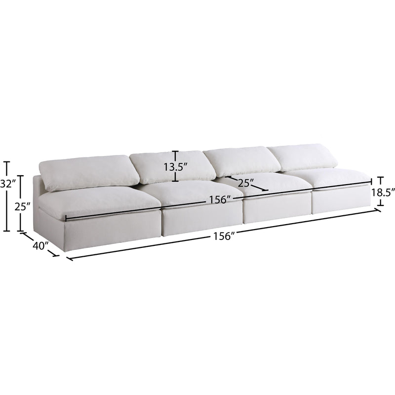 Meridian Serene Cream Linen Textured Fabric Deluxe Comfort Modular Armless Sofa IMAGE 6