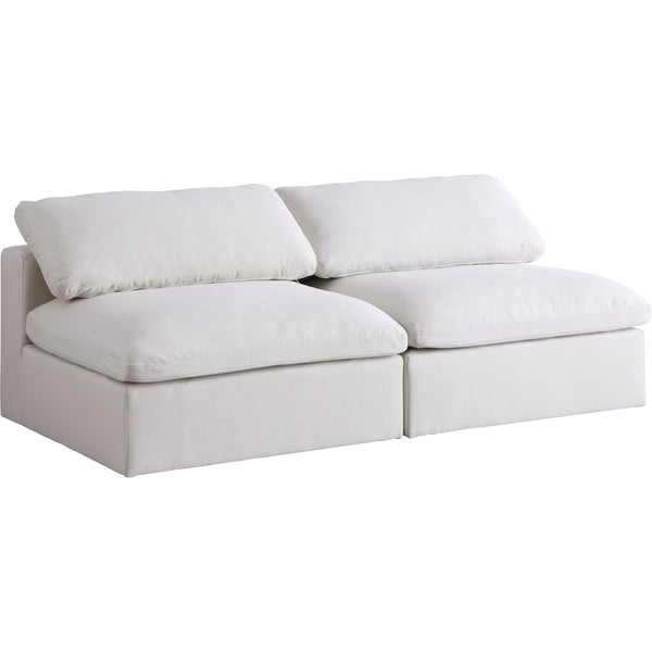 Meridian Serene Cream Linen Textured Fabric Deluxe Comfort Modular Armless Sofa IMAGE 1