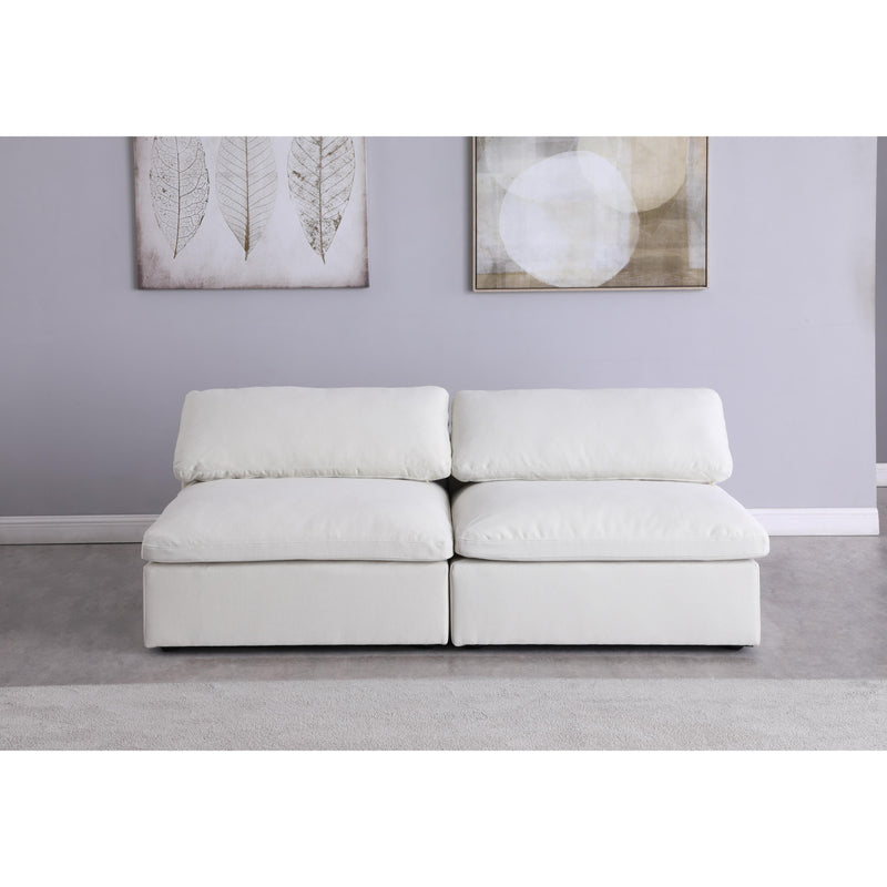 Meridian Serene Cream Linen Textured Fabric Deluxe Comfort Modular Armless Sofa IMAGE 3