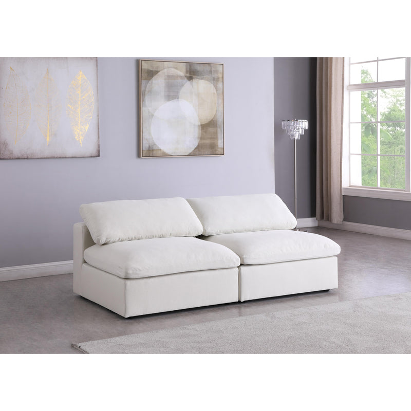 Meridian Serene Cream Linen Textured Fabric Deluxe Comfort Modular Armless Sofa IMAGE 4