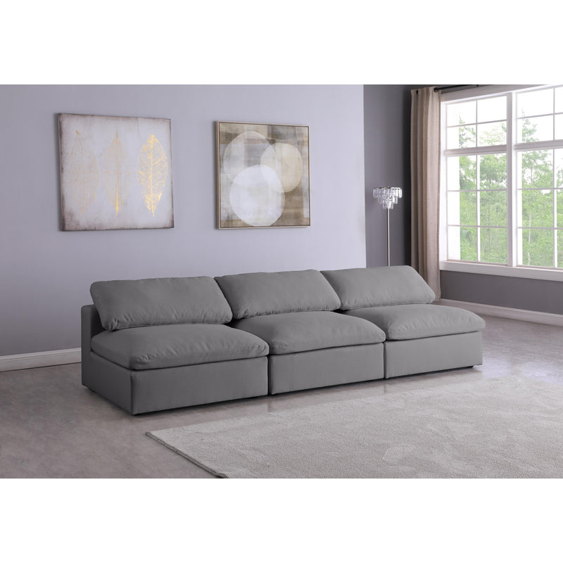 Meridian Serene Grey Linen Textured Fabric Deluxe Comfort Modular Armless Sofa IMAGE 4