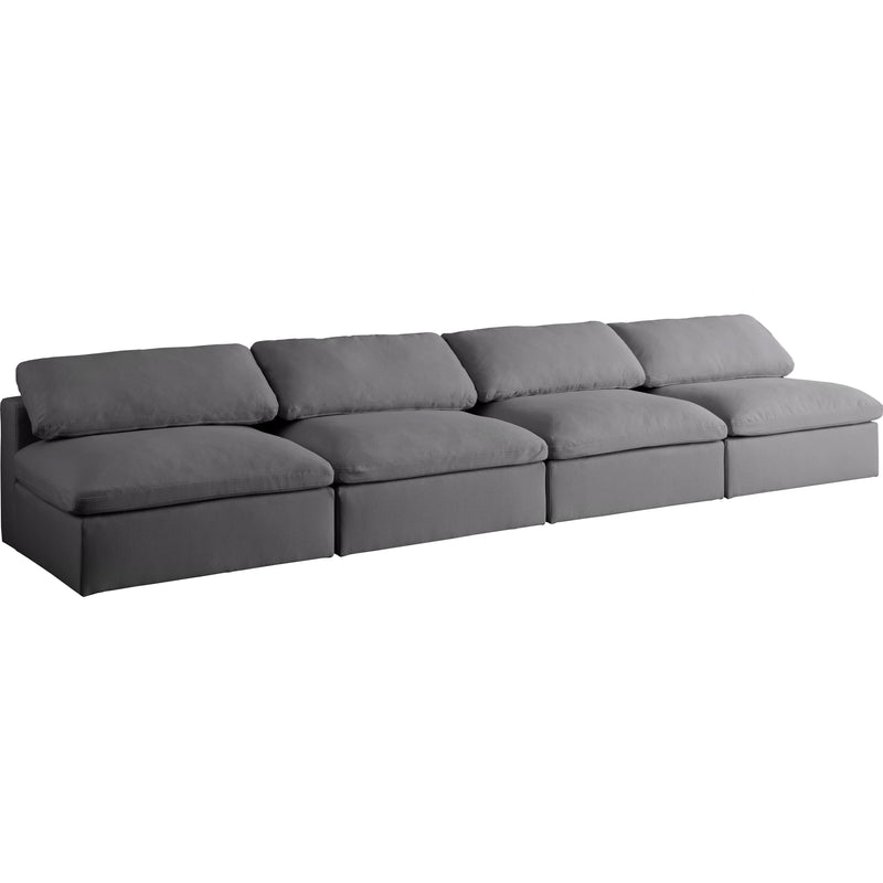 Meridian Serene Grey Linen Textured Fabric Deluxe Comfort Modular Armless Sofa IMAGE 1