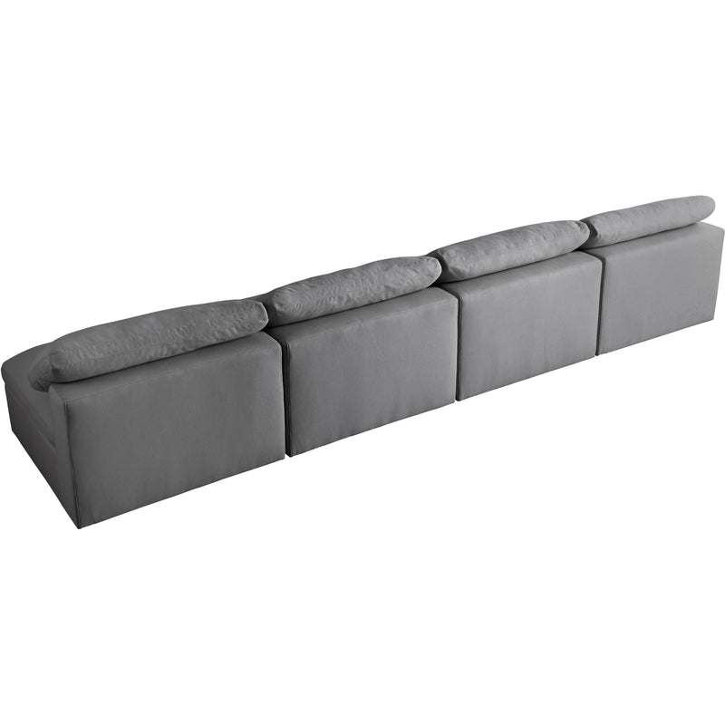 Meridian Serene Grey Linen Textured Fabric Deluxe Comfort Modular Armless Sofa IMAGE 2