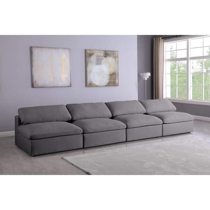 Meridian Serene Grey Linen Textured Fabric Deluxe Comfort Modular Armless Sofa IMAGE 4