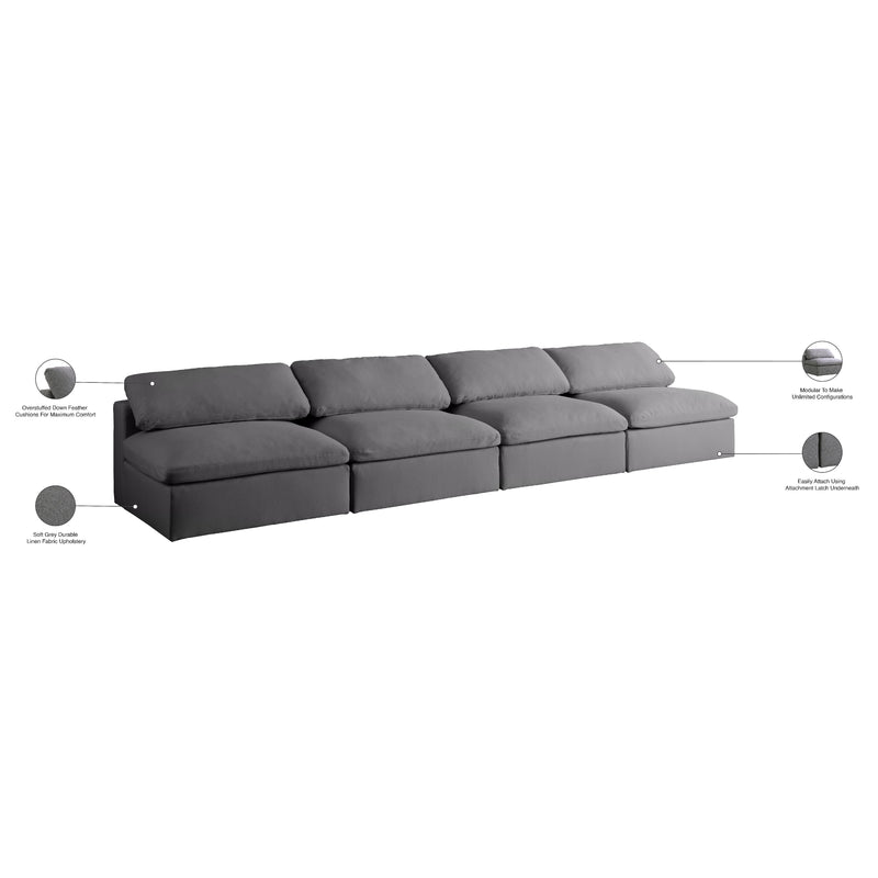 Meridian Serene Grey Linen Textured Fabric Deluxe Comfort Modular Armless Sofa IMAGE 6