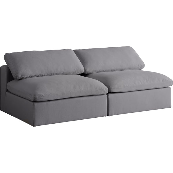 Meridian Serene Grey Linen Textured Fabric Deluxe Comfort Modular Armless Sofa IMAGE 1