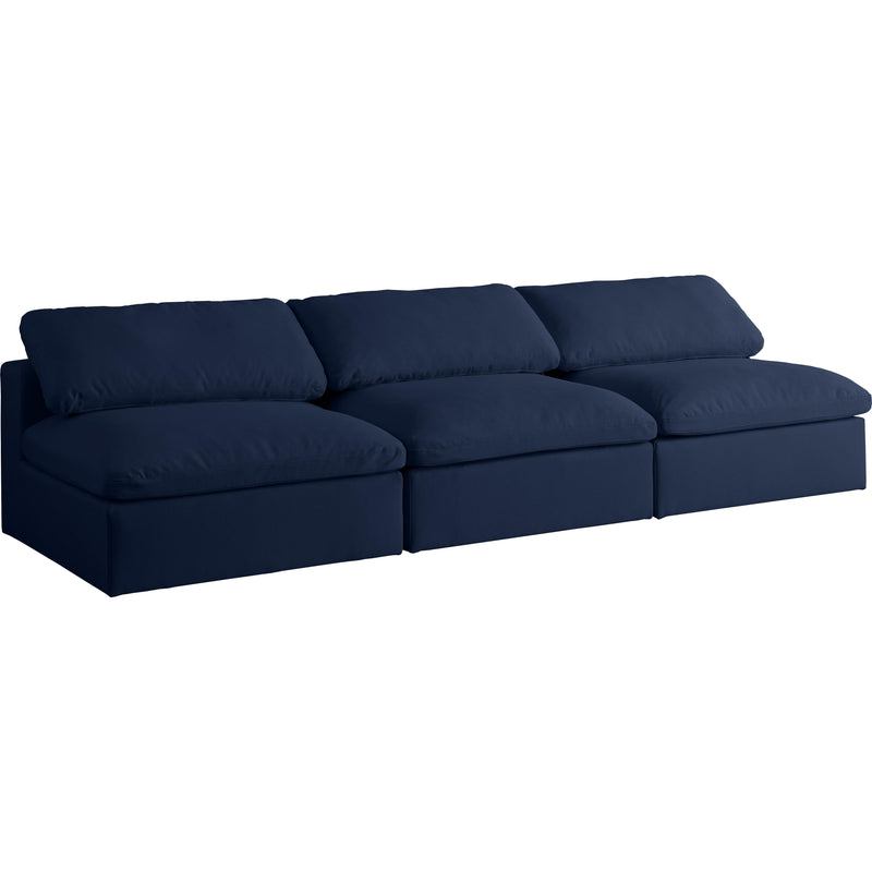 Meridian Serene Navy Linen Textured Fabric Deluxe Comfort Modular Armless Sofa IMAGE 1